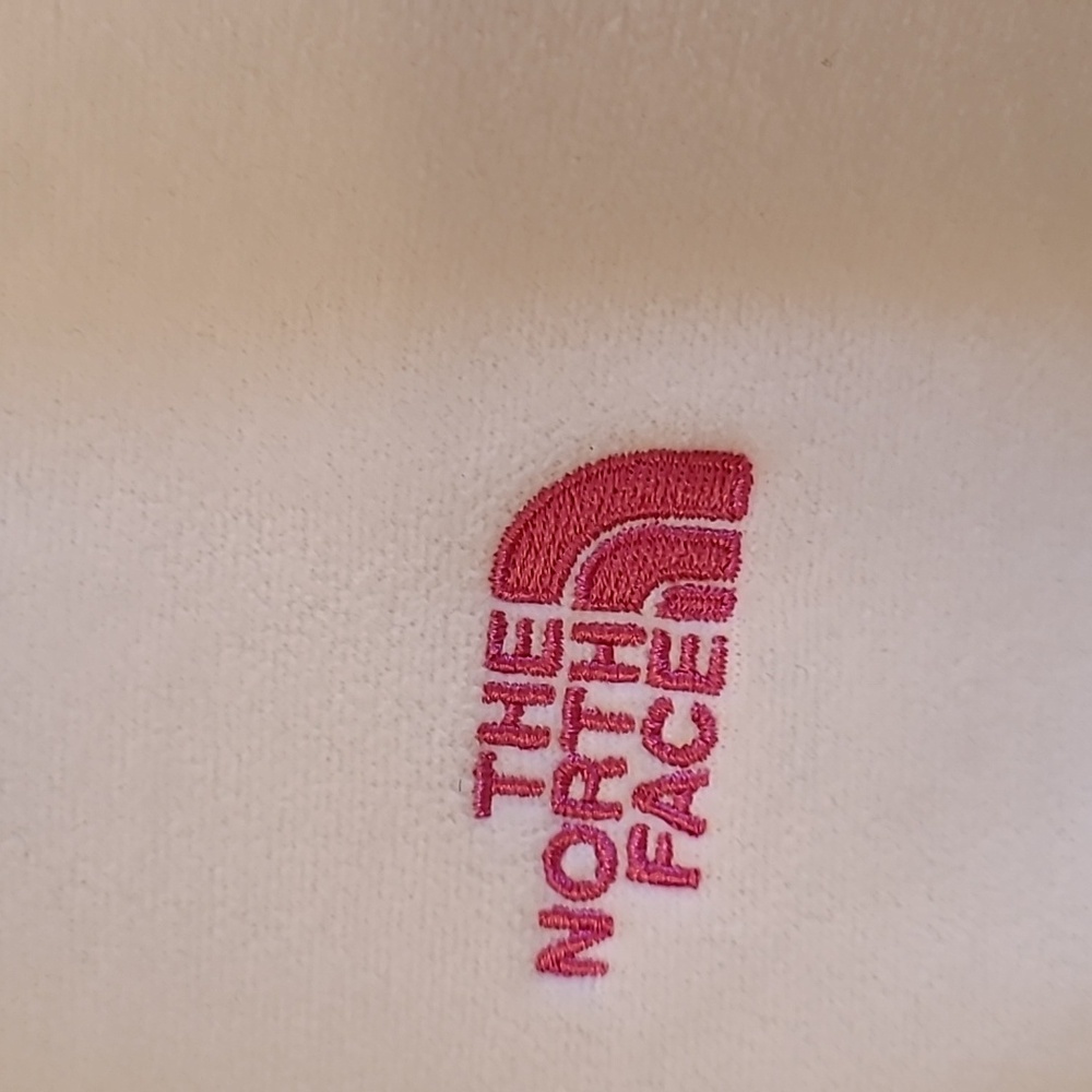 The North Face Polartec Classic 1/4 Zip Fleece Pullover Jacket White Pink Cancer - Picture 6 of 17